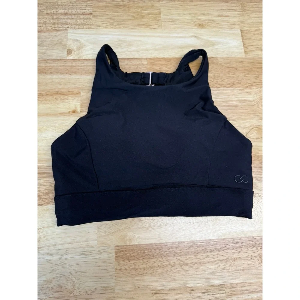 CALIA by Carrie Underwood Black High Neck Sports Bra Small Rose Gold Hardware